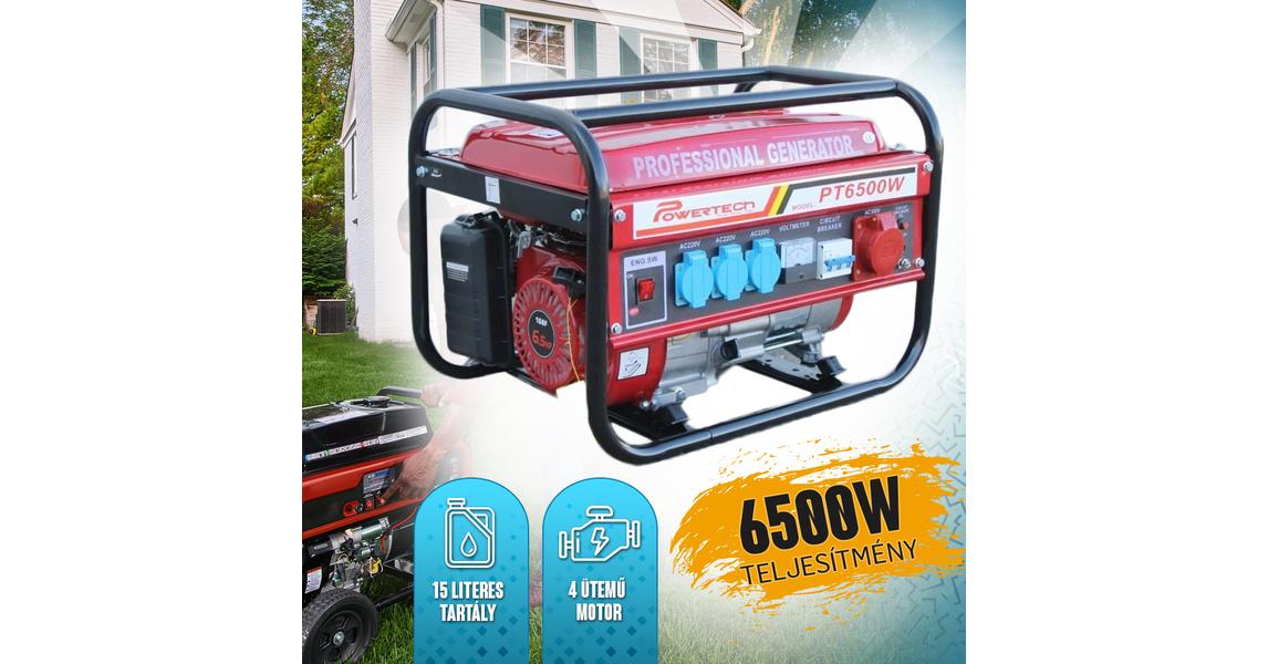 Powertech 6500W generátor Berántós