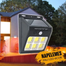 Napelemes fali kültéri LED lámpa mozgásérzékelős 6 COB YX-601COB-6