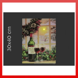 CQ00880 Világító kép karácsonyi boros 1LED+25mini 36591