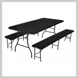 Összecsukható kerti padok asztallal fekete G497