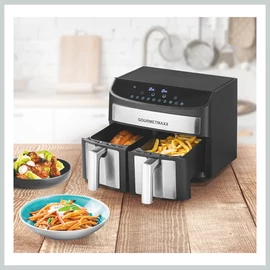 GOURMETMAXX Forró levegős fritőz/ Airfryer KÉTKAMRÁS 7L 2400W DS11339-L