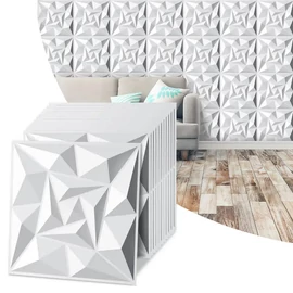 3D falpanel szett – kvarcfehér PVC, 30 × 30 cm 12 db 15173XV32-kfh