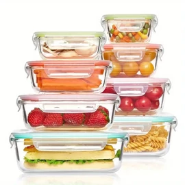 16 részes üveg ételtároló készlet színes KU2304387-szí
