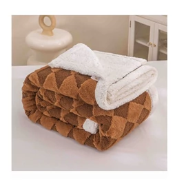 Sherpa pléd barna–fehér rombusz mintával 150×200 cm ZF-SB150