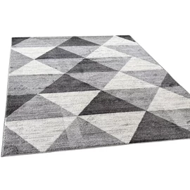 Torino Szőnyeg 4580 – Szürke/Fekete, Modern Mintás Szőnyeg 80 x 150 cm