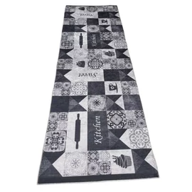 Konyhai Szőnyeg Fekete-fehér csempe mintával 70x200cm