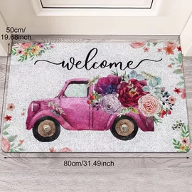 Vintage autós és rózsaszín rózsa mintás szőnyeg 50 x 80 cm AV7577638