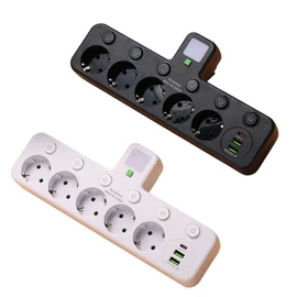 Multifunkciós európai elosztó 5 aljzattal, 2USB és 1Type-C port 53M8W59X34