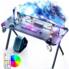 Dowinx RGB gamer számítógépasztal 140x60cm karbon szálas Fekete holm40038