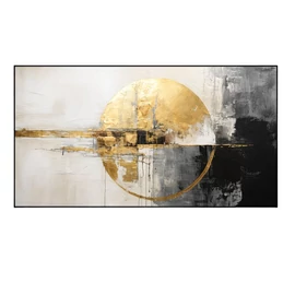 Modern absztrakt arany kör motívumos vászon falikép 80x160cm 56MW259848-3