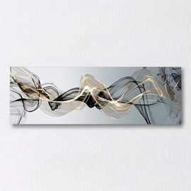 Modern absztrakt fekete–arany hullám vászon falikép 60 × 180 cm BQ37651