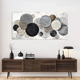 Modern absztrakt geometrikus vászon falikép kör motívumokkal 60x120cm GH13024204
