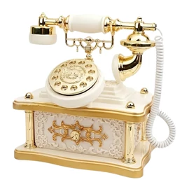 Vintage forgótelefon zenedoboz 8 dallammal arany fehér kivitelben FM5890649