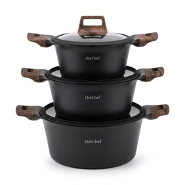 HotChef Matt Fekete Főzőedény Készlet – Elegancia és Funkcionalitás NUBE26-21F