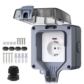 IP66 Kültéri Egyszeres Fali Csatlakozóaljzat – Kapcsolóval QD4610603-1