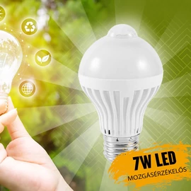 Mozgásérzékelős LED izzó E27 foglalatba 7W