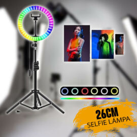RGB selfie körlámpa állvánnyal 26cm - RGB26