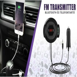 Autós FM transmitter bluetooth funkcióval, telefontartóval