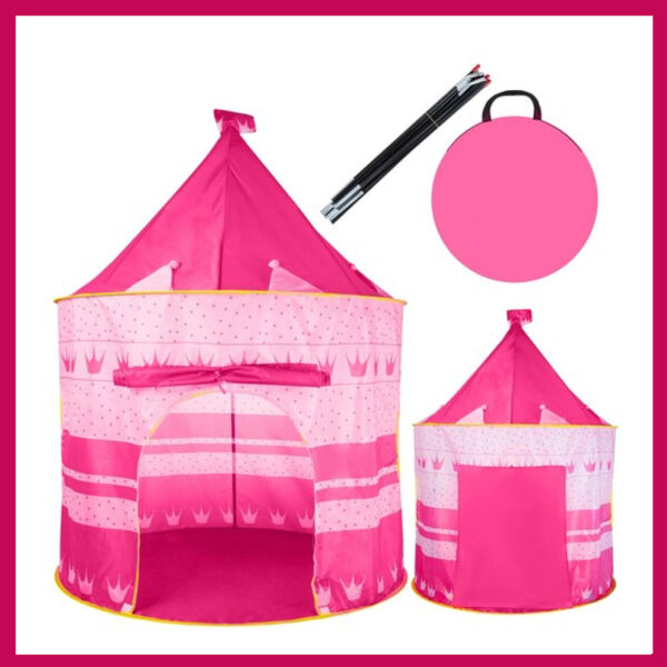 Összecsukható kastély sátor gyerekeknek pink 1164