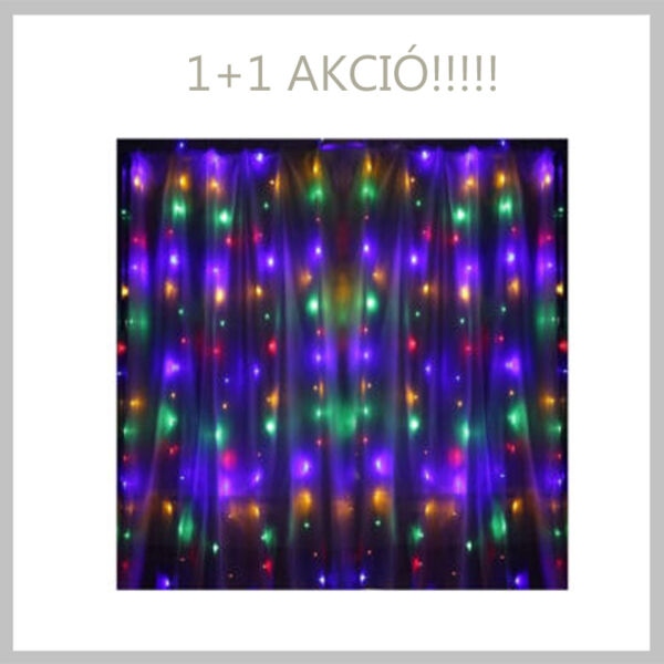 Fényfüggöny, LED, 3x3m színes 150led KE22-649 1+1 AKCIÓ!
