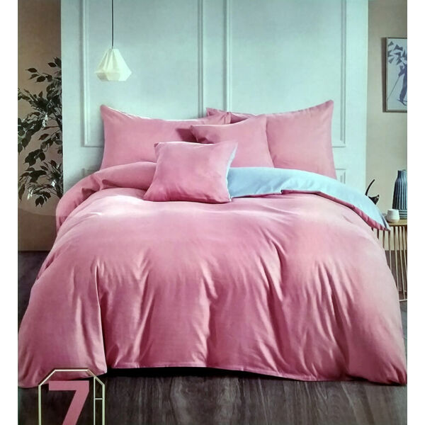 LUNA 7 részes egyszínű ágynemű garnitúra - rózsaszín