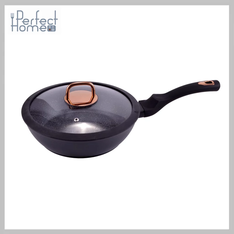 Perfect Home Golden Line tapadásmentes alumínium Wok üvegfedővel 24cm indukciós 10487